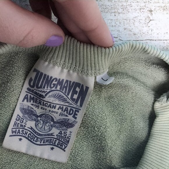 Jungmaven Light Minty Green Hemp and Cotton Light Crewneck Sweater Women Size L - Picture 2 of 5